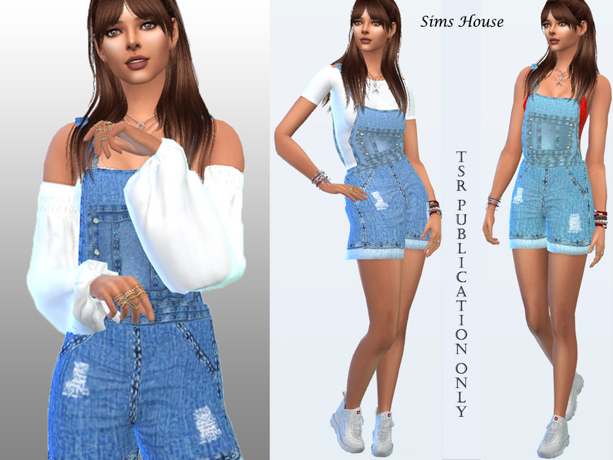 Women's denim overalls with shorts | Bottoms Clothes Mod Download